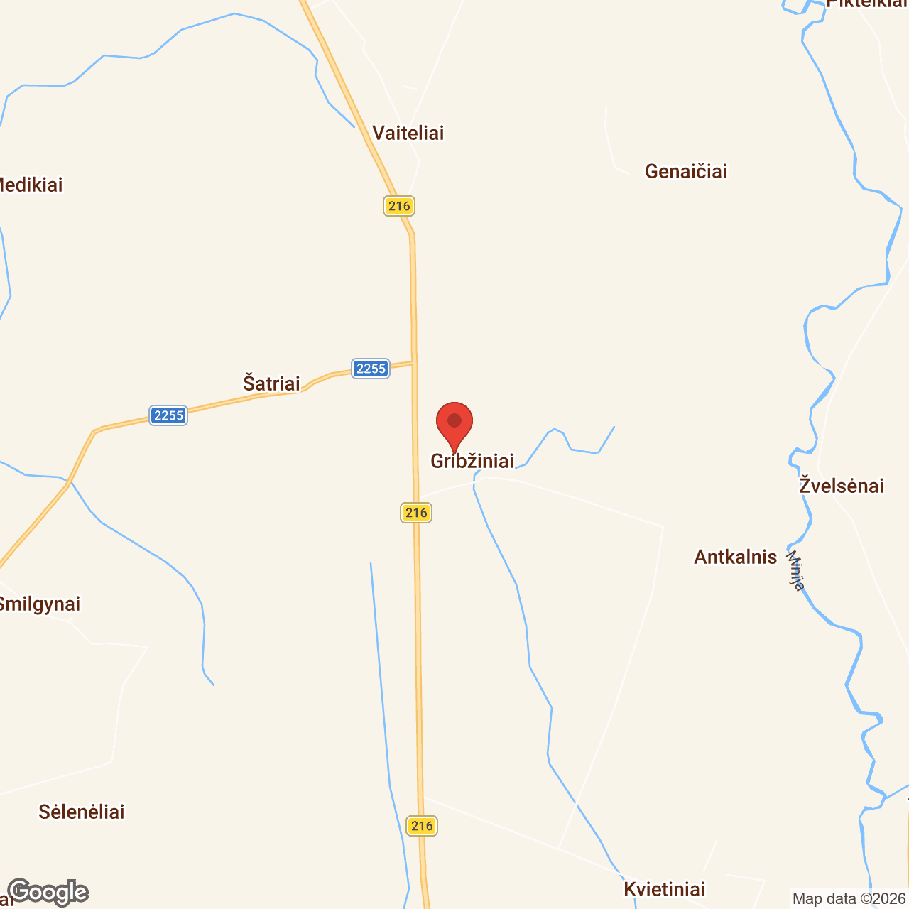 Gribžė lokacija žemėlapyje